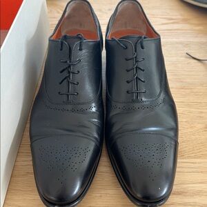 Santoni Classic Black Oxford Shoes